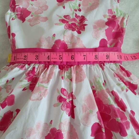 Gymboree Girl's 7 White Pink Floral Back Bow Cotton Easter Spring Dress - Picture 11 of 12